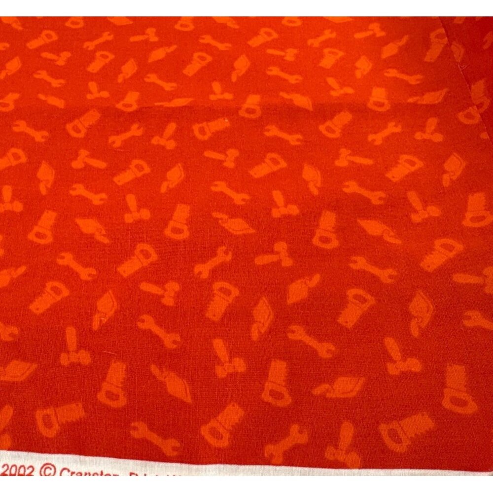 Thomas & Friends Themed Cranston Cotton Fabric 26x43" Orange w/ Tools Print 2002